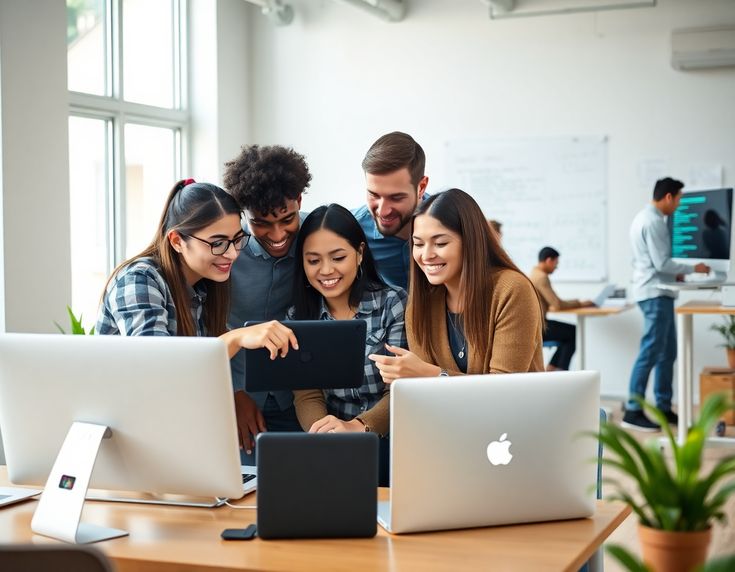 Team discussing digital marketing strategy