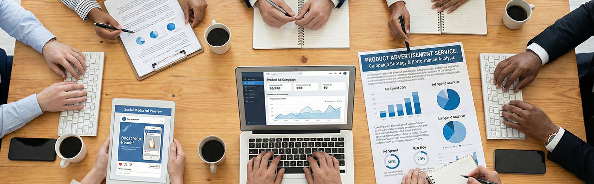 Team discussing digital marketing strategy